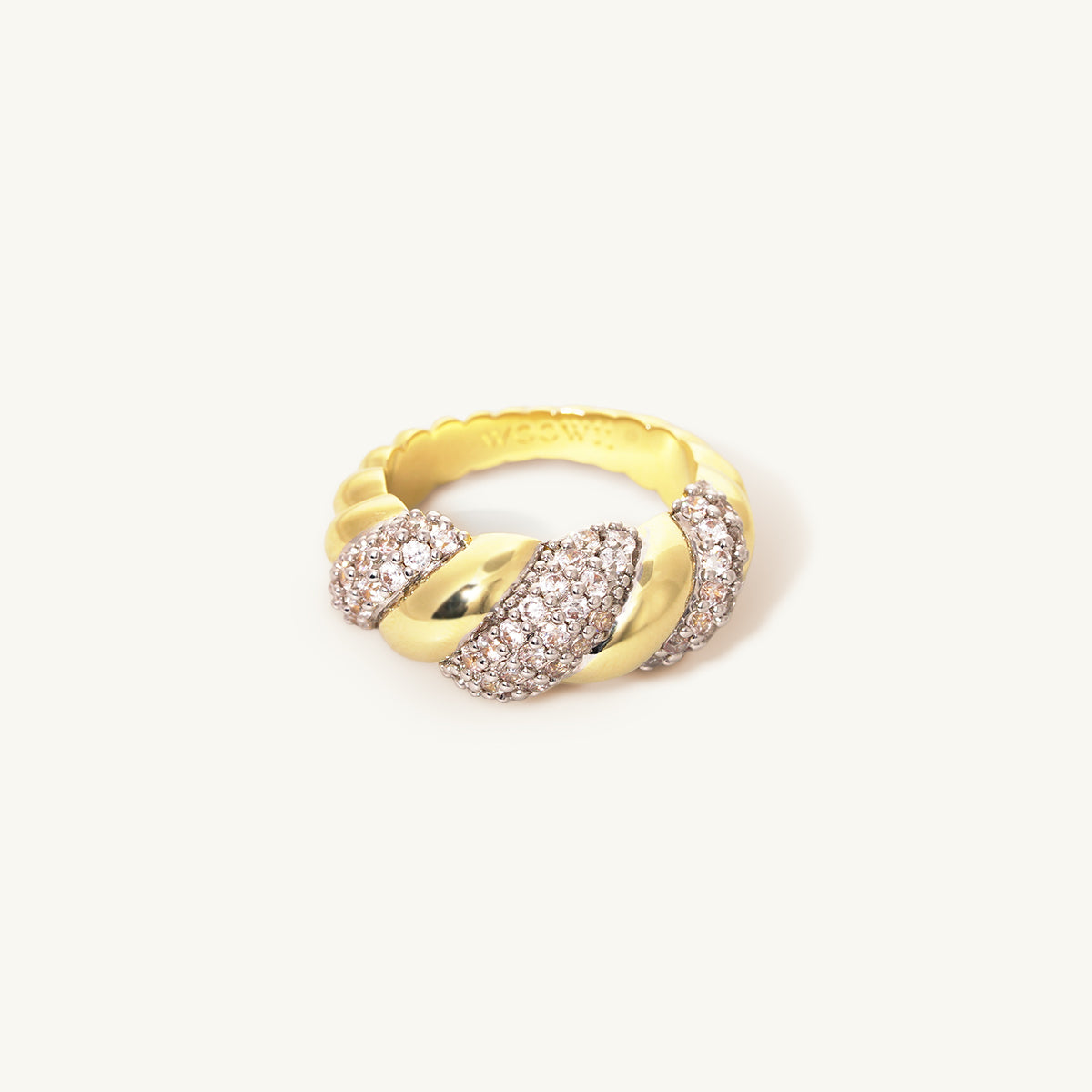 Croissant Pavé Shine Rope Ring